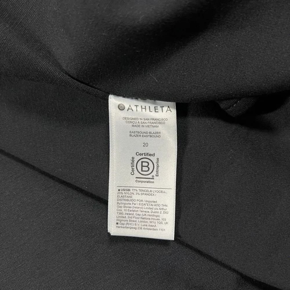 Athleta Women's‎ Plus Size 20 Black Open Front Eastbound Blazer Jacket